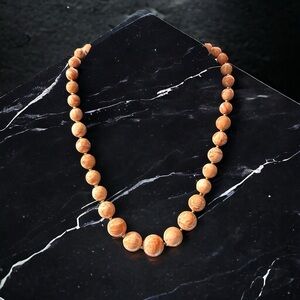 Vtg Signed Joan Rivers Peaches & Cream Graduated Glass Pearl Bead Necklace 24”